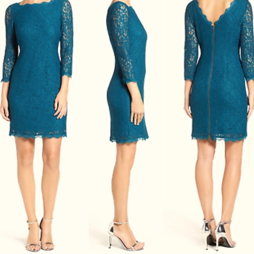 Size 2 Adrianna Papell Blue Lace Dress